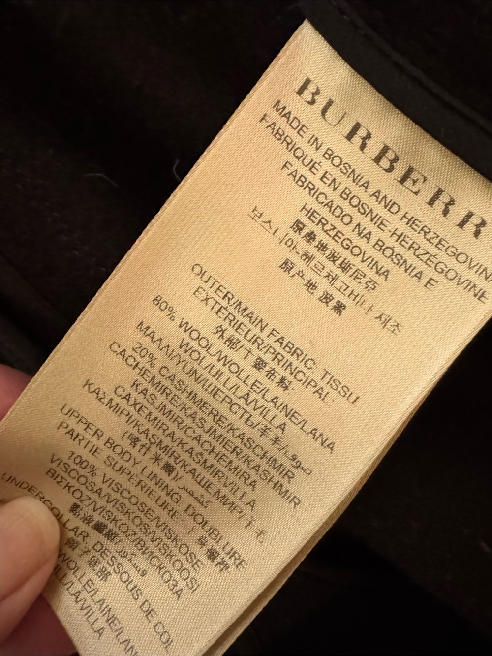 Burberry London Sandringham Black Wool Double-Breasted Coat, Belted Waist - Picture 9 of 12